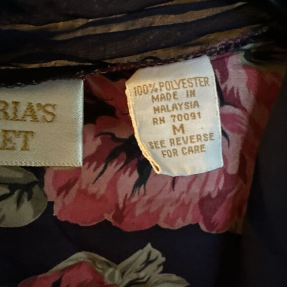 Victoria Secret Gold Label Vintage 80s 90s Luxury Medium Floral Robe Beautiful - Picture 6 of 8